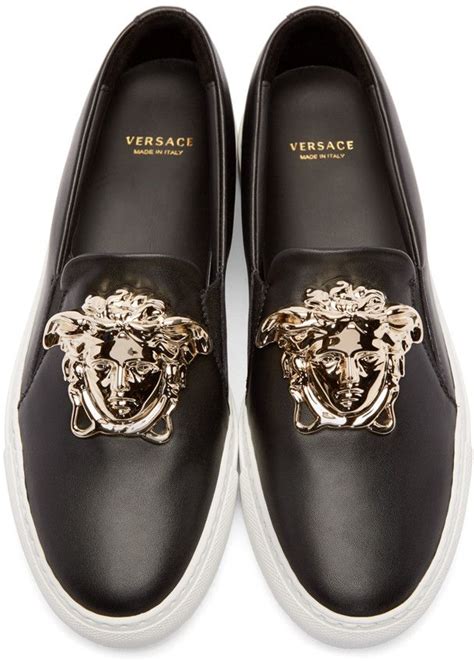 versace black studded sneakers|Versace slip on sneakers.